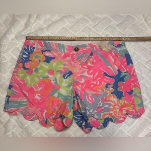 Lilly Pulitzer High Waist Floral Shorts - Pink, Green, Blue 5”